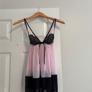 Victoria's Secret Pink and Black Lace Chemise